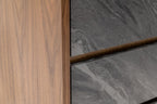 30" Walnut And Grey Manufactured Wood Five Drawer Chest