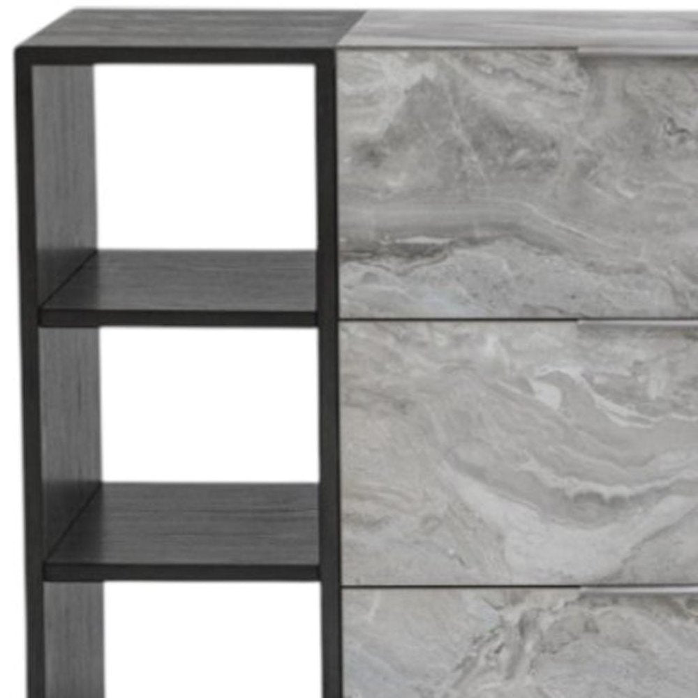 35" Grey Manufactured Wood Five Drawer Chest