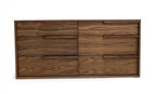 60" Walnut Manufactured Wood Six Drawer Double Dresser