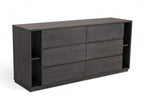 63" Walnut Solid Wood Six Drawer Double Dresser