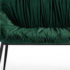 56" Green and Black Velvet Upholstered Dining Bench