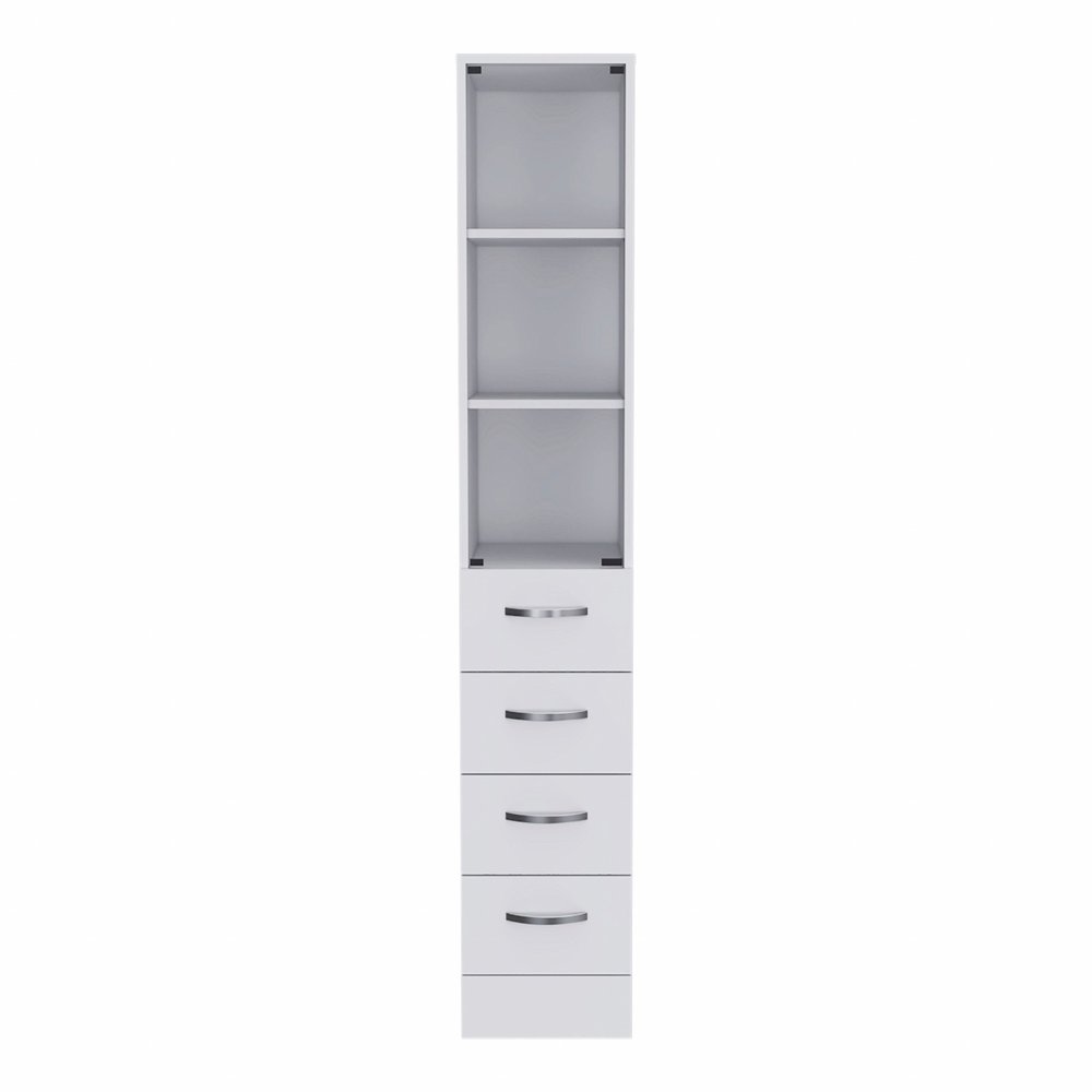 12" White Wood Linen Cabinet
