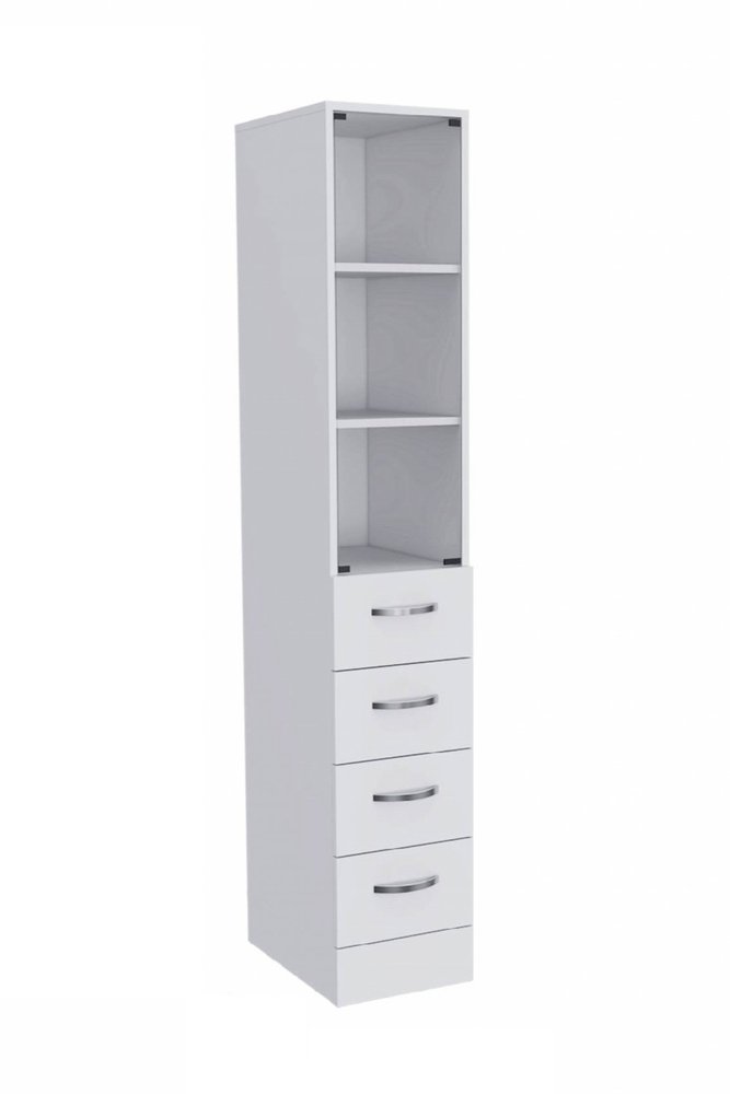 12" White Wood Linen Cabinet