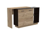 Natural and Natural And Black 59" Kitchen Island With Storage