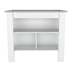 White and Gray 41" Kitchen Island With Storage