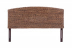 Brown Natural and Rustic Woven Banana Leaf Curved Queen Size Headboard