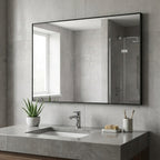 59" Black Aluminum Framed Bathroom Vanity Mirror