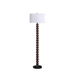61" Brown And White Resin Floor Lamp With White Fabric Drum Shade