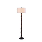 61" Brown And White Resin Floor Lamp With White Fabric Drum Shade