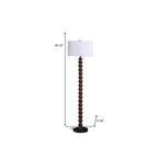 61" Brown And White Resin Floor Lamp With White Fabric Drum Shade