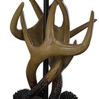 26" Natural And Brown Antlers Table Lamp With White Shade