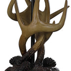 26" Natural And Brown Antlers Table Lamp With White Shade