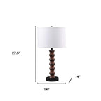 28" Dark Cherry Polyresin Indents Table Lamp With White Shade