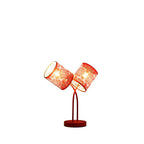 17" Red Metal Two Light Table Lamp With Red Abstract Drum Shade