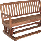 60" Brown Solid Teak Outdoor Glider Bench