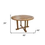 48" Brown Round Solid Teak Wood Dining Table