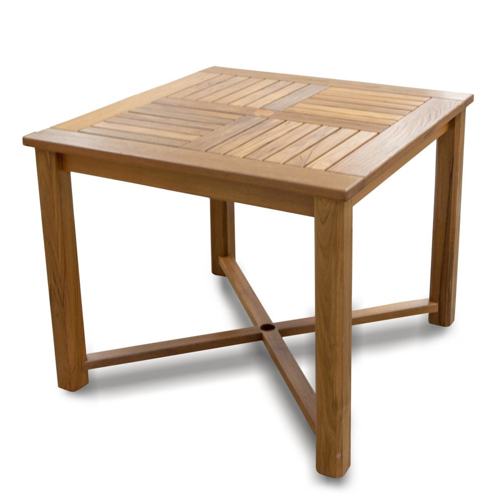 48" Brown Round Solid Teak Wood Dining Table