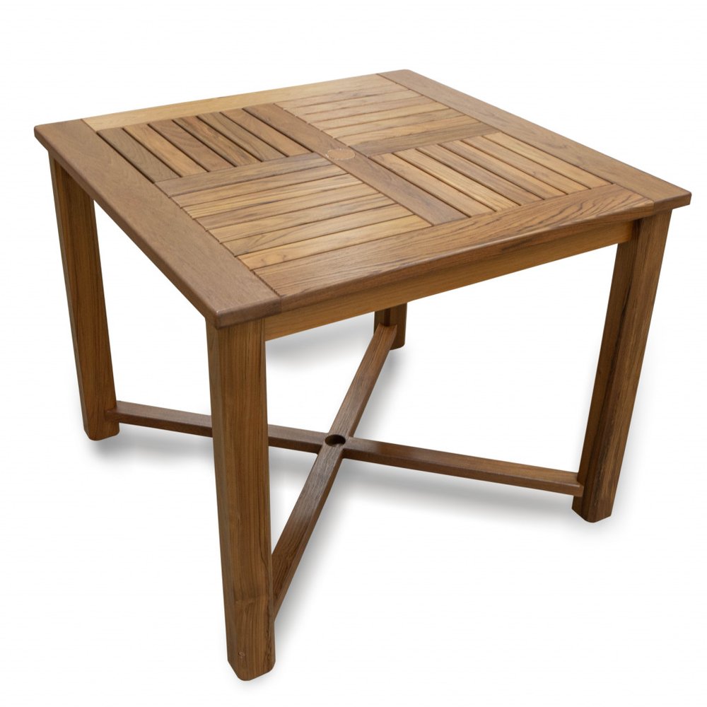 48" Brown Round Solid Teak Wood Dining Table