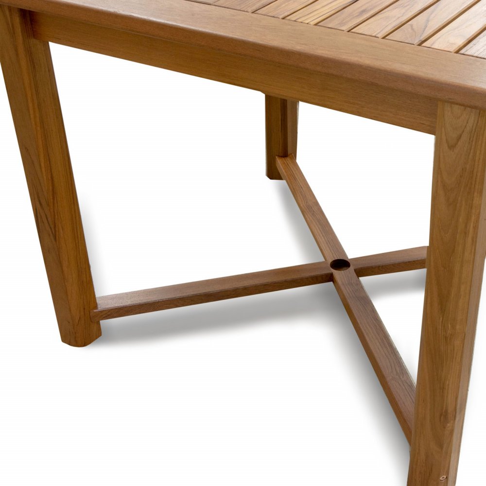 48" Brown Round Solid Teak Wood Dining Table