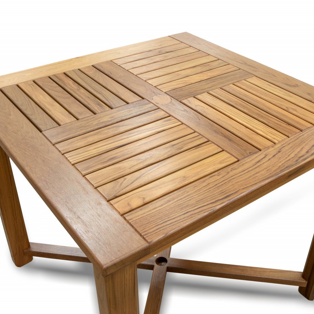 48" Brown Round Solid Teak Wood Dining Table