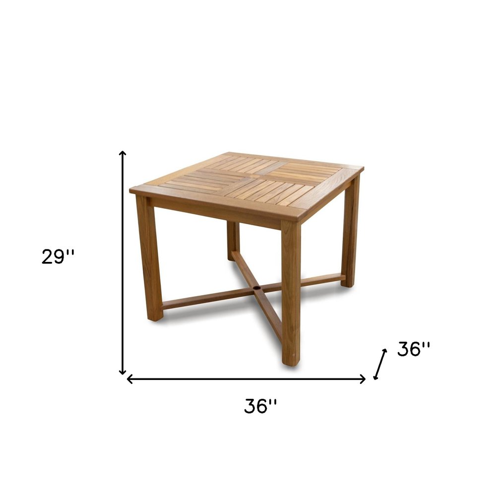 48" Brown Round Solid Teak Wood Dining Table