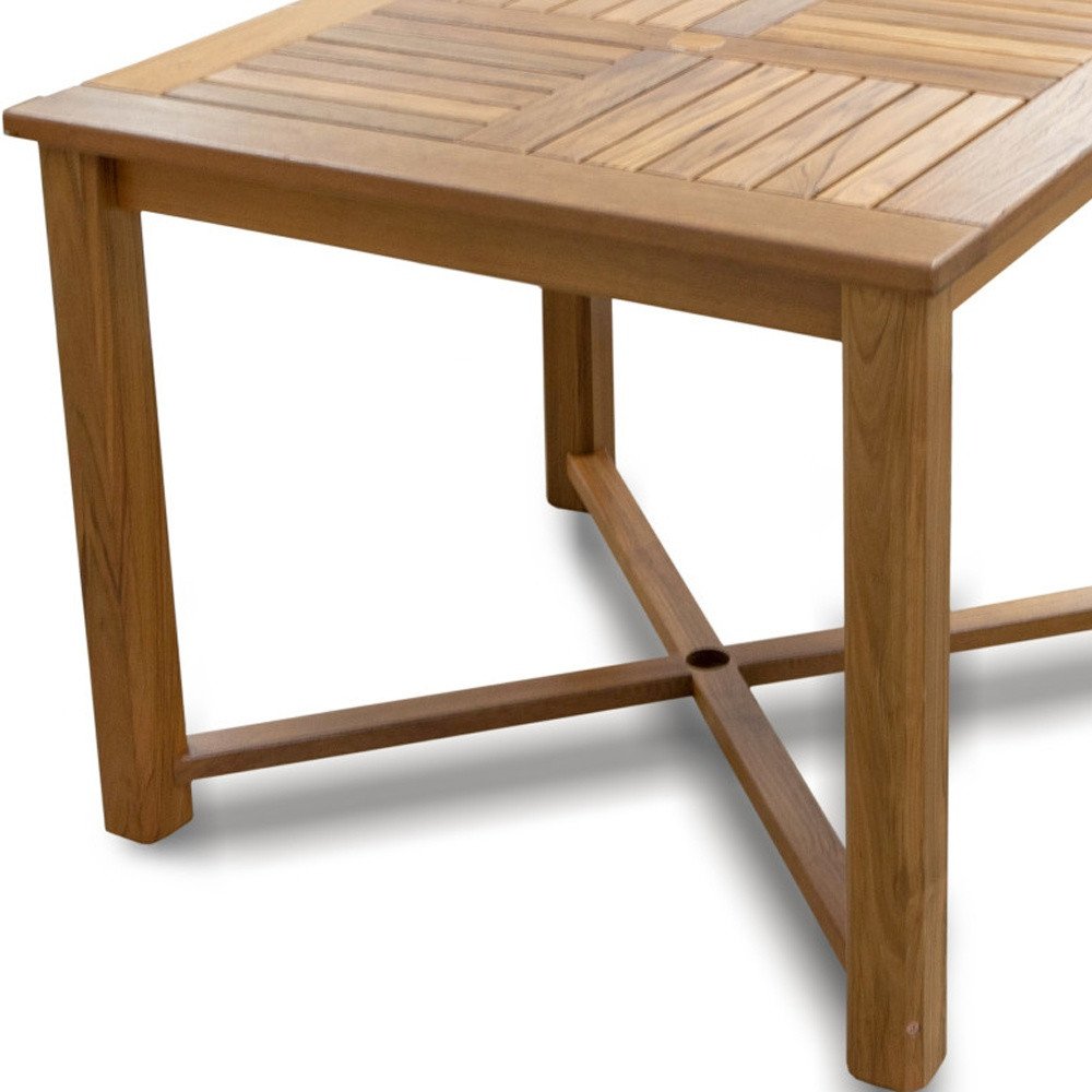 48" Brown Round Solid Teak Wood Dining Table