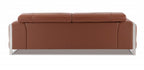 89" White Italian Leather Sofa With Chrome Legs