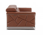 89" White Italian Leather Sofa With Chrome Legs