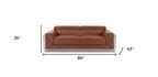 89" White Italian Leather Sofa With Chrome Legs