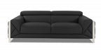89" White Italian Leather Sofa With Chrome Legs