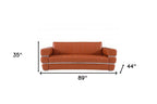 89" Dark Gray Italian Leather Sofa With Silver Legs