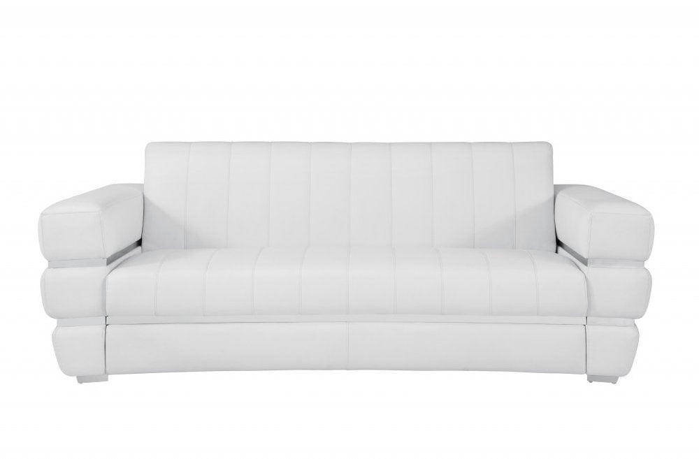 89" Dark Gray Italian Leather Sofa With Silver Legs