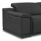 86" Camel Italian Leather USB Reclining Sofa With Silver Legs