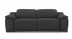 86" Camel Italian Leather USB Reclining Sofa With Silver Legs