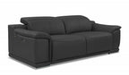 86" Camel Italian Leather USB Reclining Sofa With Silver Legs