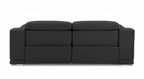 86" Camel Italian Leather USB Reclining Sofa With Silver Legs