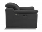 86" Camel Italian Leather USB Reclining Sofa With Silver Legs