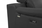 86" Camel Italian Leather USB Reclining Sofa With Silver Legs