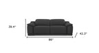 86" Camel Italian Leather USB Reclining Sofa With Silver Legs