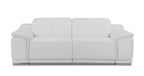 86" Camel Italian Leather USB Reclining Sofa With Silver Legs