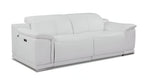 86" Camel Italian Leather USB Reclining Sofa With Silver Legs