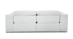 86" Camel Italian Leather USB Reclining Sofa With Silver Legs