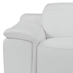 86" Camel Italian Leather USB Reclining Sofa With Silver Legs