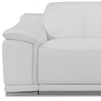 86" Camel Italian Leather USB Reclining Sofa With Silver Legs