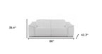 86" Camel Italian Leather USB Reclining Sofa With Silver Legs