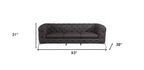 93" Black Italian Leather Chesterfield Sofa With Silver Legs