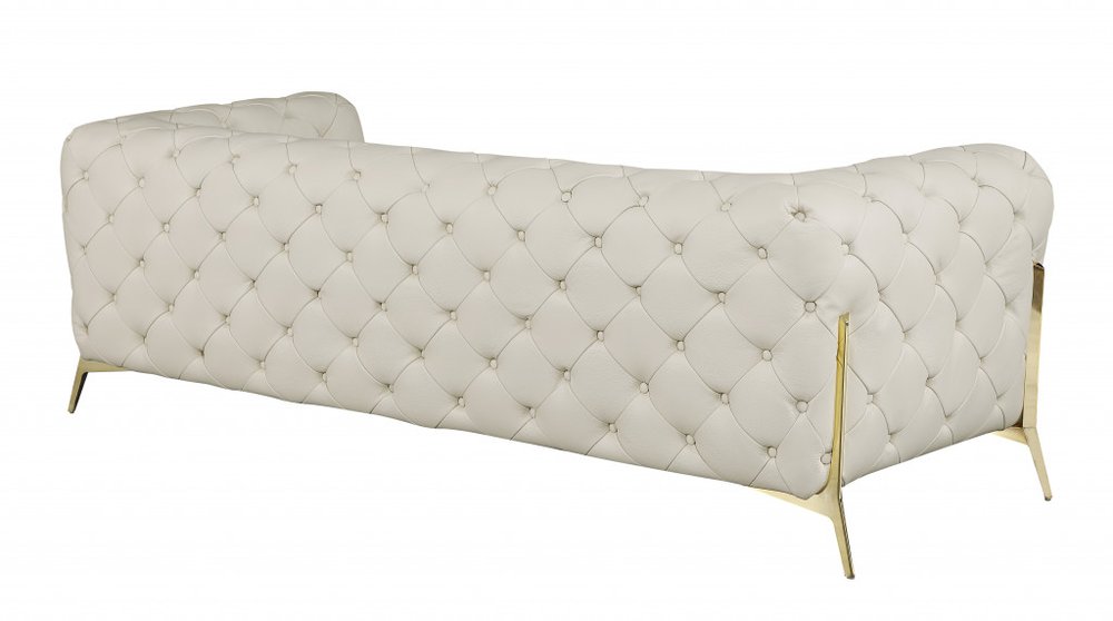 93" Black Italian Leather Chesterfield Sofa With Silver Legs
