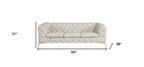 93" Black Italian Leather Chesterfield Sofa With Silver Legs