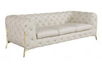 93" Black Italian Leather Chesterfield Sofa With Silver Legs