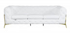 93" Black Italian Leather Chesterfield Sofa With Silver Legs